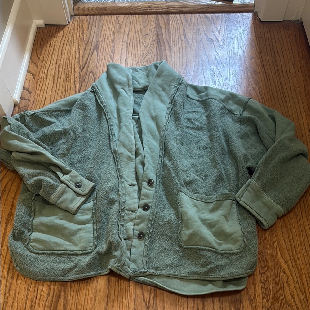 Free People Sage Green Fleece Jacket